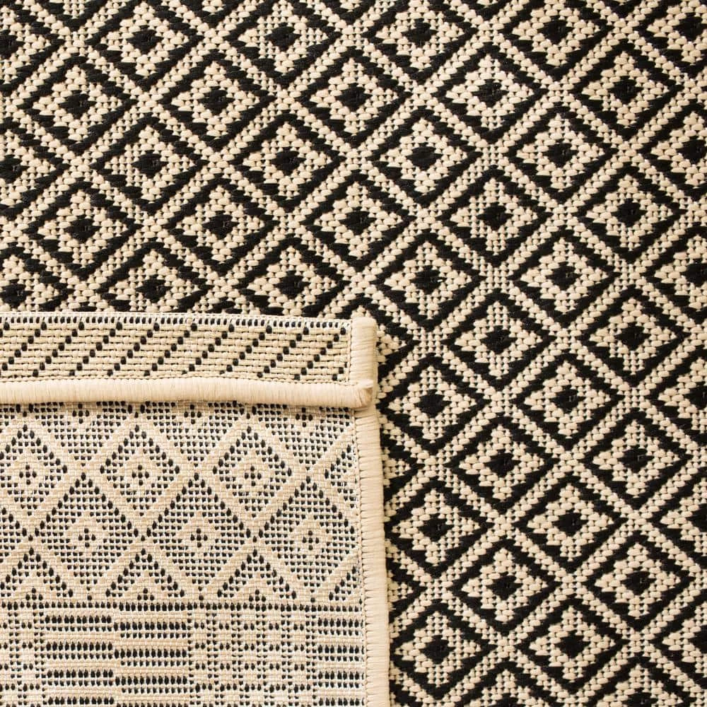 Courtyard Beige/Black 9 ft. x 12 ft. Geometric Indoor/Outdoor Area Rug by SAFAVIEH 5 Courtyard Beige/Black 9 ft. x 12 ft. Geometric Indoor/Outdoor Area Rug by SAFAVIEH - Image 5