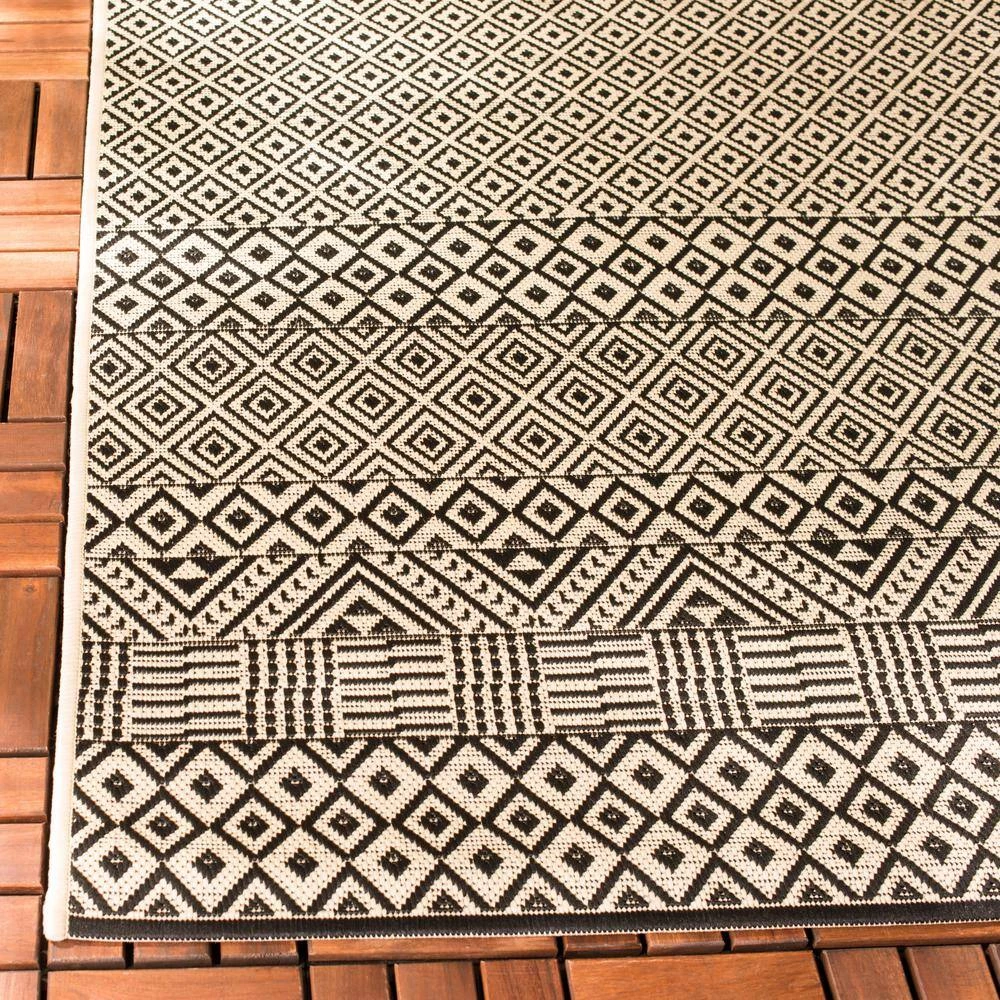 Courtyard Beige/Black 9 ft. x 12 ft. Geometric Indoor/Outdoor Area Rug by SAFAVIEH 3 Courtyard Beige/Black 9 ft. x 12 ft. Geometric Indoor/Outdoor Area Rug by SAFAVIEH - Image 3