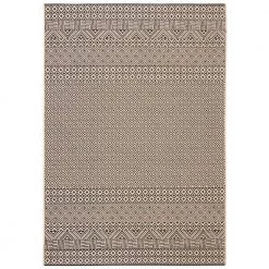 Courtyard Beige/Black 9 ft. x 12 ft. Geometric Indoor/Outdoor Area Rug by SAFAVIEH