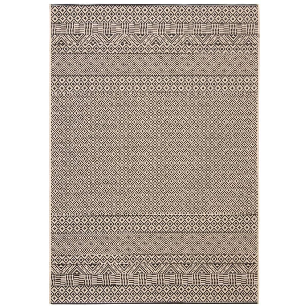 Courtyard Beige/Black 9 ft. x 12 ft. Geometric Indoor/Outdoor Area Rug by SAFAVIEH 1 Courtyard Beige/Black 9 ft. x 12 ft. Geometric Indoor/Outdoor Area Rug by SAFAVIEH
