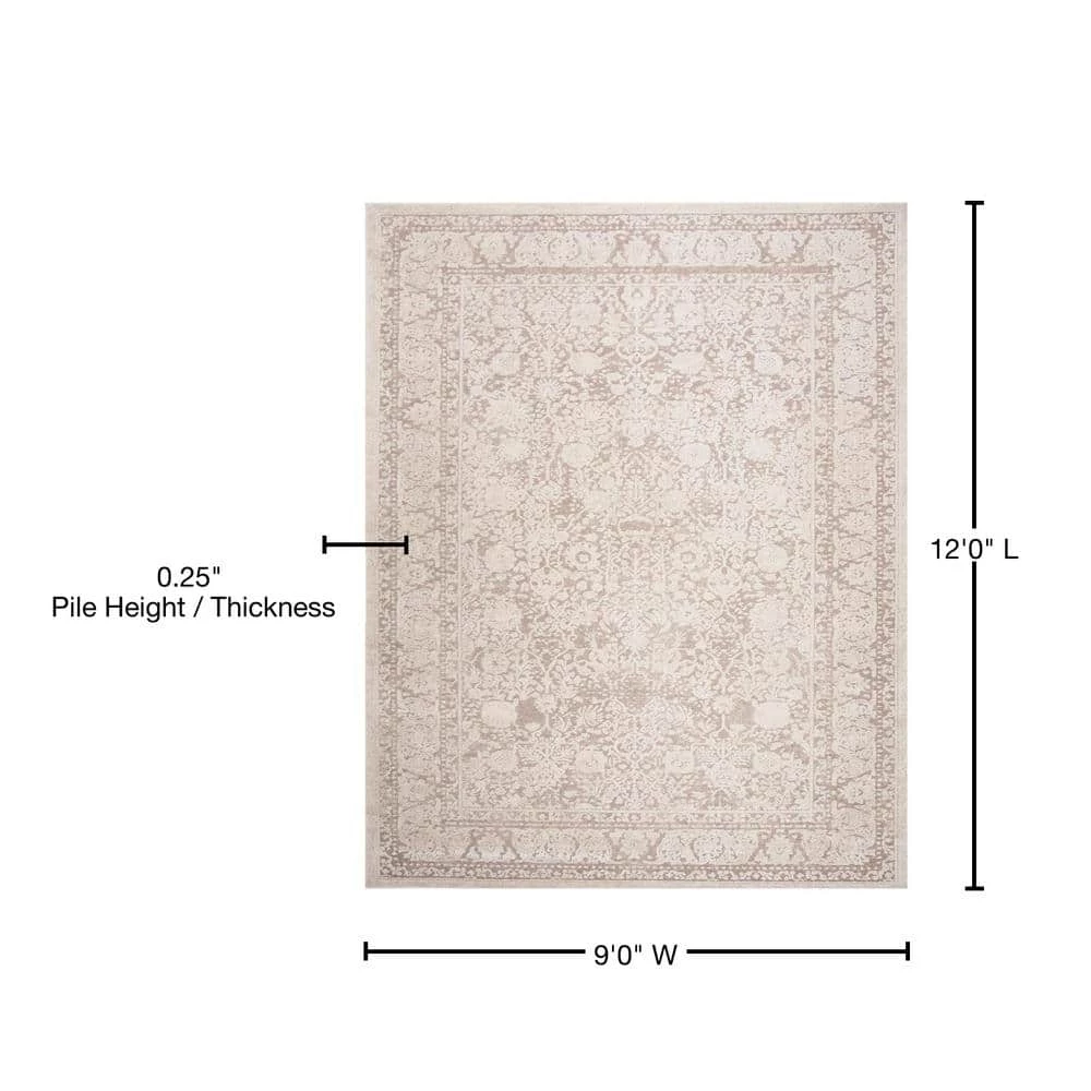 Reflection Beige/Cream 9 ft. x 12 ft. Border Distressed Area Rug by SAFAVIEH 8 Reflection Beige/Cream 9 ft. x 12 ft. Border Distressed Area Rug by SAFAVIEH - Image 8