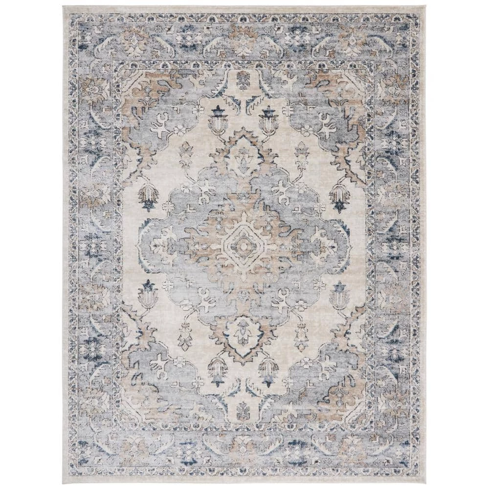 Oregon Beige/Gray 8 ft. x 10 ft. Distressed Floral Medallion Area Rug by SAFAVIEH 1 Oregon Beige/Gray 8 ft. x 10 ft. Distressed Floral Medallion Area Rug by SAFAVIEH