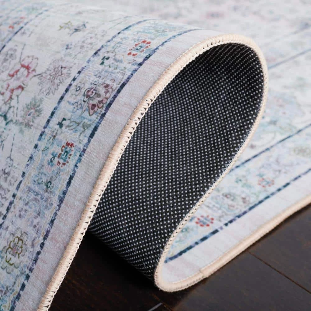 Tuscon Beige/Green 9 ft. x 12 ft. Machine Washable Geometric Border Floral Area Rug by SAFAVIEH 7 Tuscon Beige/Green 9 ft. x 12 ft. Machine Washable Geometric Border Floral Area Rug by SAFAVIEH - Image 7