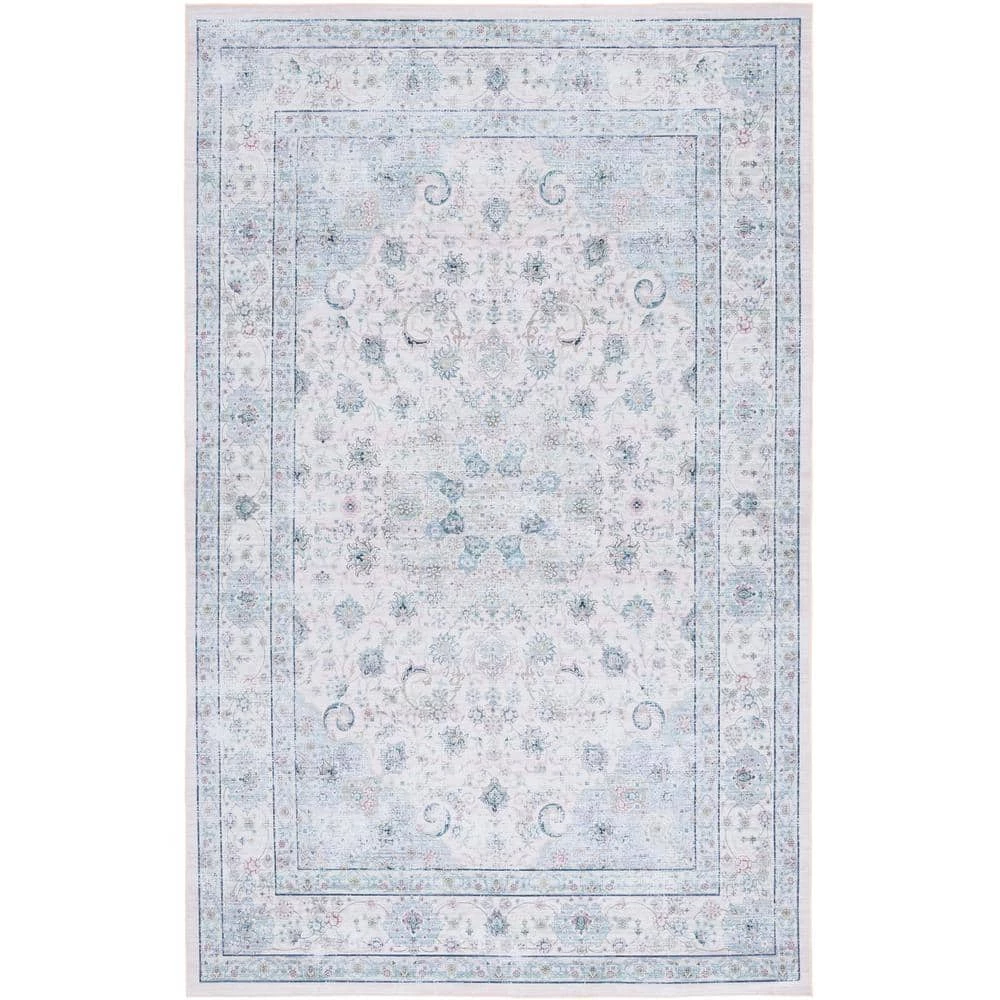Tuscon Beige/Green 9 ft. x 12 ft. Machine Washable Geometric Border Floral Area Rug by SAFAVIEH 1 Tuscon Beige/Green 9 ft. x 12 ft. Machine Washable Geometric Border Floral Area Rug by SAFAVIEH