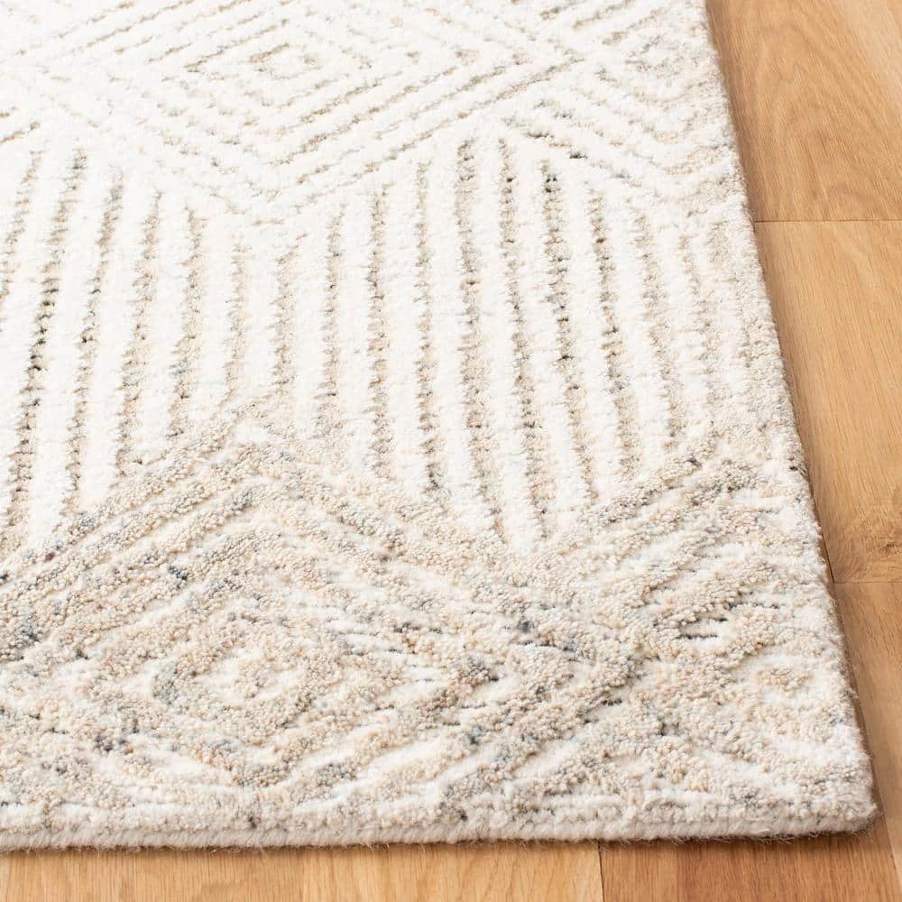 Metro Beige/Ivory 8 ft. x 10 ft. Diamond Striped Area Rug by SAFAVIEH 9 Metro Beige/Ivory 8 ft. x 10 ft. Diamond Striped Area Rug by SAFAVIEH - Image 9