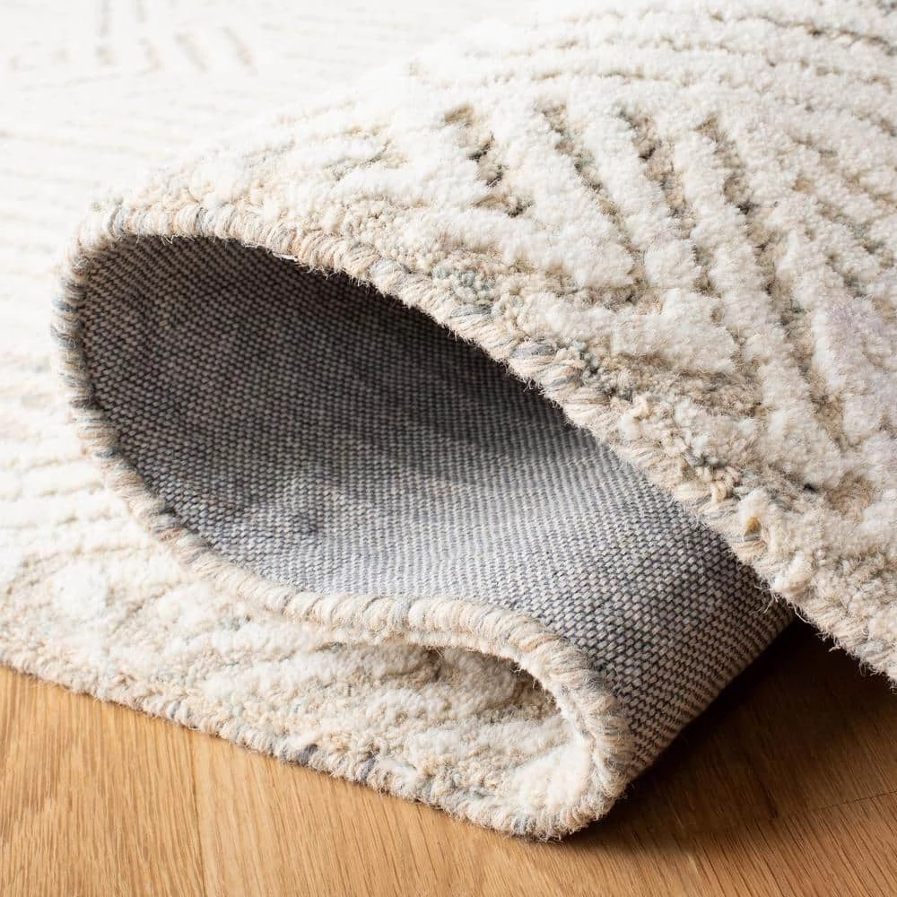 Metro Beige/Ivory 8 ft. x 10 ft. Diamond Striped Area Rug by SAFAVIEH 5 Metro Beige/Ivory 8 ft. x 10 ft. Diamond Striped Area Rug by SAFAVIEH - Image 5