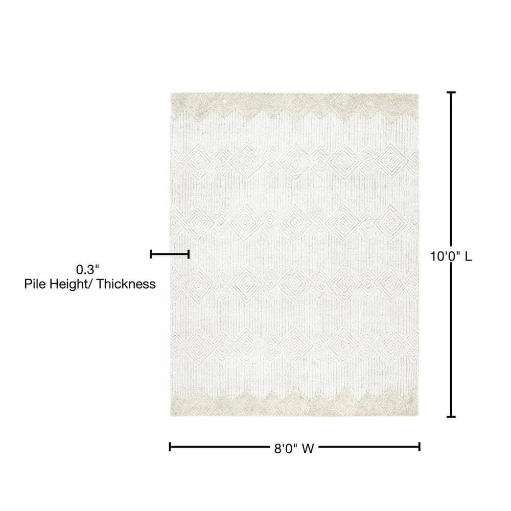 Metro Beige/Ivory 8 ft. x 10 ft. Diamond Striped Area Rug by SAFAVIEH 8 Metro Beige/Ivory 8 ft. x 10 ft. Diamond Striped Area Rug by SAFAVIEH - Image 8