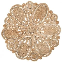 Natural Fiber Beige 5 ft. x 5 ft. Round Floral Area Rug by SAFAVIEH