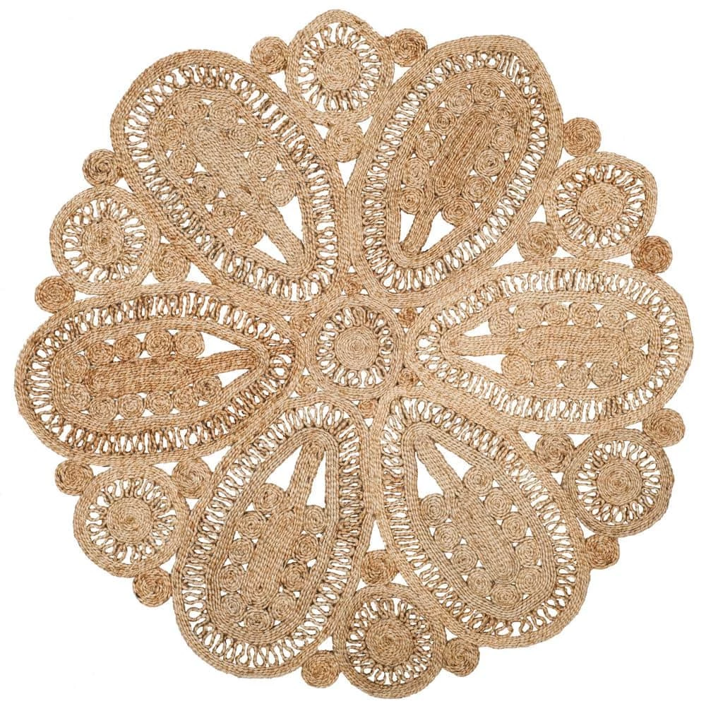 Natural Fiber Beige 5 ft. x 5 ft. Round Floral Area Rug by SAFAVIEH 1 Natural Fiber Beige 5 ft. x 5 ft. Round Floral Area Rug by SAFAVIEH