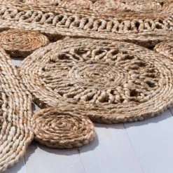 Natural Fiber Beige 5 ft. x 5 ft. Round Floral Area Rug by SAFAVIEH 15 Natural Fiber Beige 5 ft. x 5 ft. Round Floral Area Rug by SAFAVIEH -SAFAVIEH Shop beige safavieh area rugs nf360a 5r fa 1000