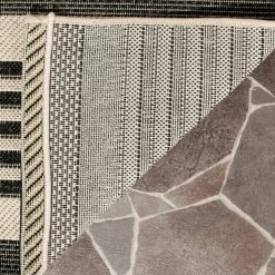 Courtyard Black/Bone 8 ft. x 10 ft. Striped Indoor/Outdoor Area Rug by SAFAVIEH -SAFAVIEH Shop black bone safavieh outdoor rugs cy6062 216 810 4f 1000