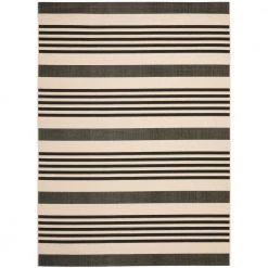 Courtyard Black/Bone 8 ft. x 10 ft. Striped Indoor/Outdoor Area Rug by SAFAVIEH