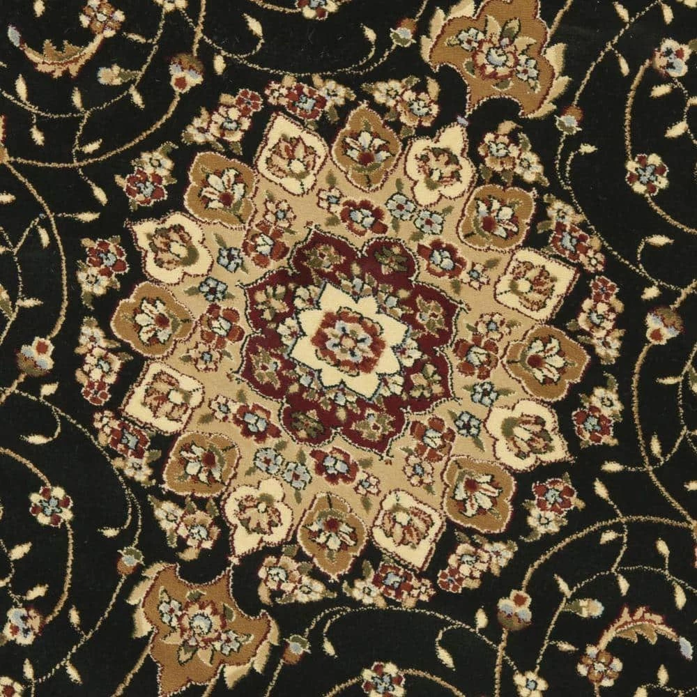 Lyndhurst Black/Ivory 8 ft. x 8 ft. Round Border Antique Floral Area Rug by SAFAVIEH 3 Lyndhurst Black/Ivory 8 ft. x 8 ft. Round Border Antique Floral Area Rug by SAFAVIEH - Image 3