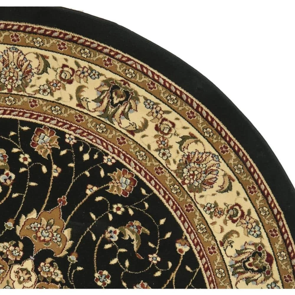Lyndhurst Black/Ivory 8 ft. x 8 ft. Round Border Antique Floral Area Rug by SAFAVIEH 5 Lyndhurst Black/Ivory 8 ft. x 8 ft. Round Border Antique Floral Area Rug by SAFAVIEH - Image 5