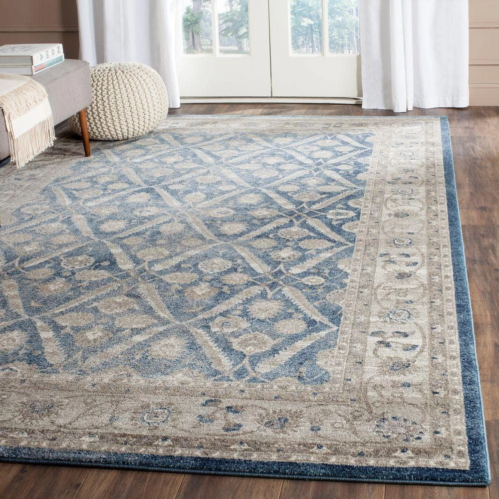 Sofia Blue/Beige 9 ft. x 12 ft. Border Area Rug by SAFAVIEH 2 Sofia Blue/Beige 9 ft. x 12 ft. Border Area Rug by SAFAVIEH - Image 2