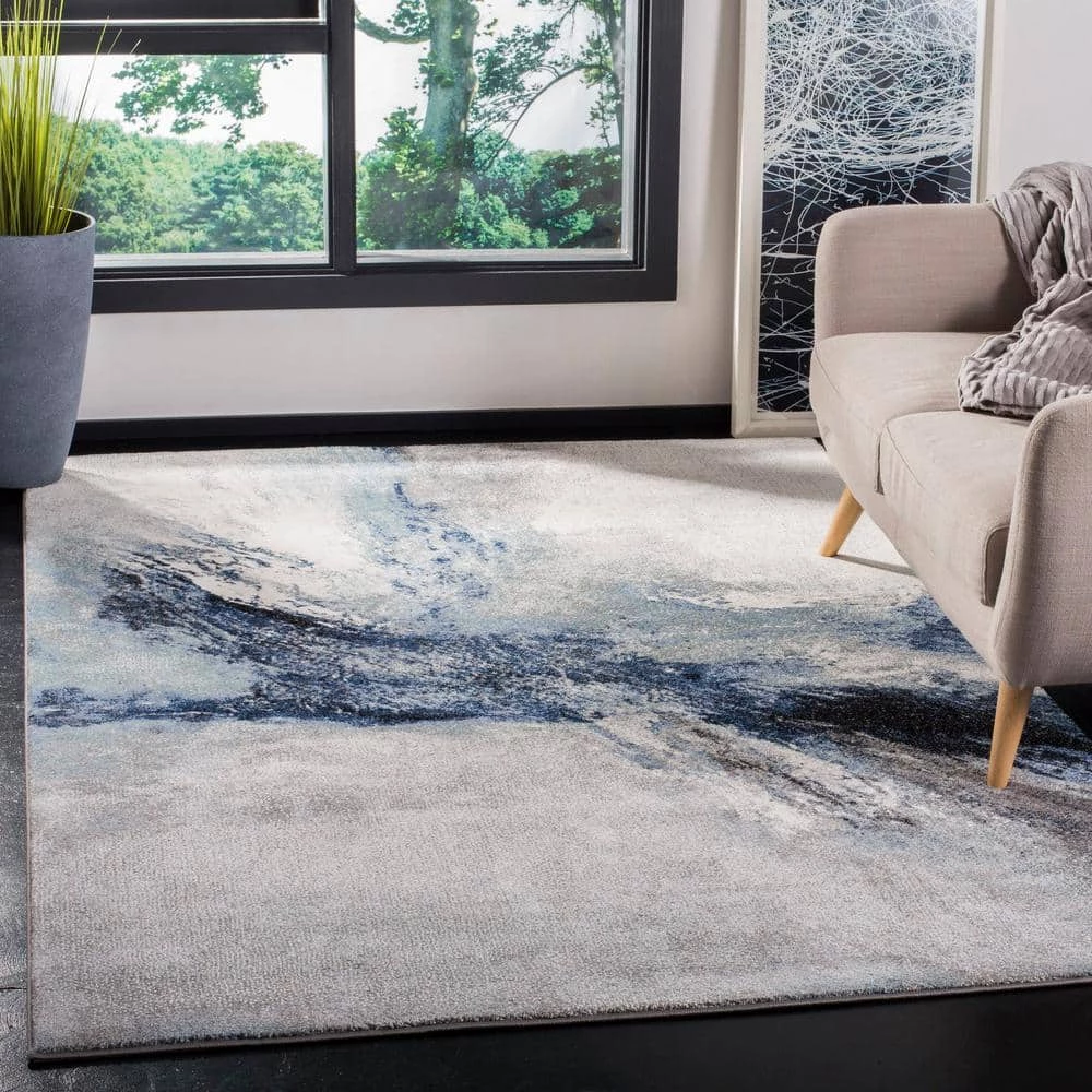 Galaxy Blue/Gray 9 ft. x 12 ft. Abstract Area Rug by SAFAVIEH 2 Galaxy Blue/Gray 9 ft. x 12 ft. Abstract Area Rug by SAFAVIEH - Image 2