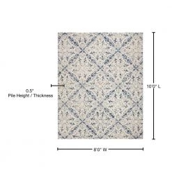 Blossom Blue/Ivory 8 ft. x 10 ft. Diamond Damask Floral Area Rug by SAFAVIEH -SAFAVIEH Shop blue ivory safavieh area rugs blm103m 8 76 1000