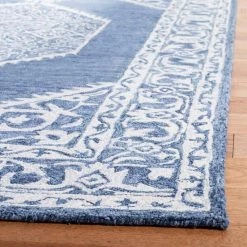 Micro-Loop Blue/Ivory 8 ft. x 10 ft. Medallion Floral Border Area Rug by SAFAVIEH -SAFAVIEH Shop blue ivory safavieh area rugs mlp605m 8 31 1000