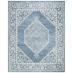 Micro-Loop Blue/Ivory 8 ft. x 10 ft. Medallion Floral Border Area Rug by SAFAVIEH