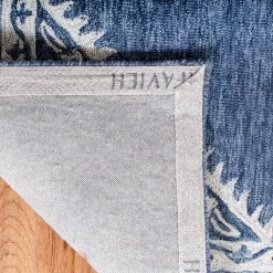 Micro-Loop Blue/Ivory 8 ft. x 10 ft. Medallion Floral Border Area Rug by SAFAVIEH -SAFAVIEH Shop blue ivory safavieh area rugs mlp605m 8 66 1000