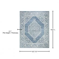 Micro-Loop Blue/Ivory 8 ft. x 10 ft. Medallion Floral Border Area Rug by SAFAVIEH -SAFAVIEH Shop blue ivory safavieh area rugs mlp605m 8 76 1000