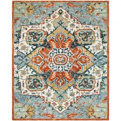 Aspen Blue/Rust 8 ft. x 10 ft. Floral Area Rug by SAFAVIEH