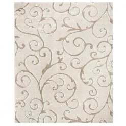 Florida Shag Cream/Beige 8 ft. x 10 ft. High-Low Floral Area Rug by SAFAVIEH