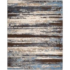 Retro Cream/Blue 9 ft. x 12 ft. Striped Area Rug by SAFAVIEH