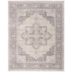 Brentwood Cream/Gray 9 ft. x 12 ft. Floral Medallion Border Area Rug by SAFAVIEH