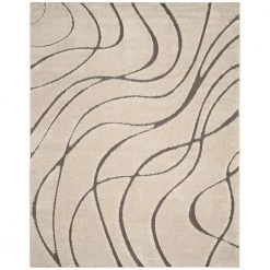 Florida Shag Cream/Gray 9 ft. x 12 ft. Solid Area Rug by SAFAVIEH