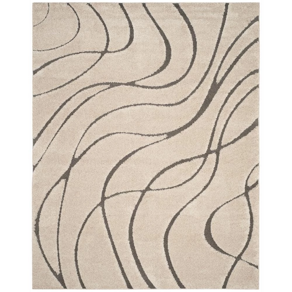 Florida Shag Cream/Gray 9 ft. x 12 ft. Solid Area Rug by SAFAVIEH 1 Florida Shag Cream/Gray 9 ft. x 12 ft. Solid Area Rug by SAFAVIEH