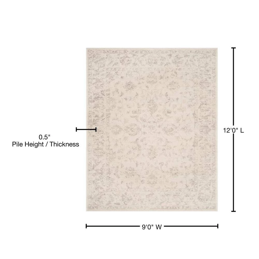 Carnegie Cream/Light Gray 9 ft. x 12 ft. Distressed Border Area Rug by SAFAVIEH 7 Carnegie Cream/Light Gray 9 ft. x 12 ft. Distressed Border Area Rug by SAFAVIEH - Image 7