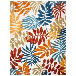 Cabana Cream/Red 9 ft. x 12 ft. Abstract Palm Leaf Indoor/Outdoor Area Rug by SAFAVIEH