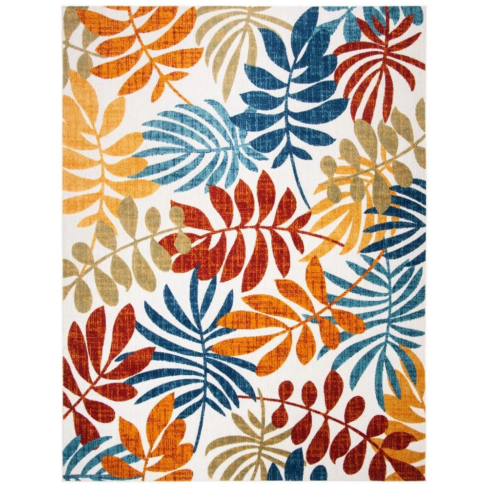 Cabana Cream/Red 9 ft. x 12 ft. Abstract Palm Leaf Indoor/Outdoor Area Rug by SAFAVIEH 1 Cabana Cream/Red 9 ft. x 12 ft. Abstract Palm Leaf Indoor/Outdoor Area Rug by SAFAVIEH