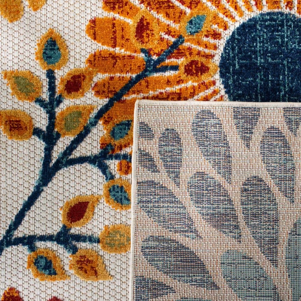 Cabana Cream/Red 8 ft. x 10 ft. Floral Leaf Indoor/Outdoor Area Rug by SAFAVIEH 5 Cabana Cream/Red 8 ft. x 10 ft. Floral Leaf Indoor/Outdoor Area Rug by SAFAVIEH - Image 5