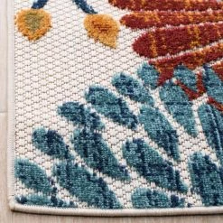 Cabana Cream/Red 8 ft. x 10 ft. Floral Leaf Indoor/Outdoor Area Rug by SAFAVIEH 10 Cabana Cream/Red 8 ft. x 10 ft. Floral Leaf Indoor/Outdoor Area Rug by SAFAVIEH -SAFAVIEH Shop cream red safavieh outdoor rugs cbn832a 8 c3 1000