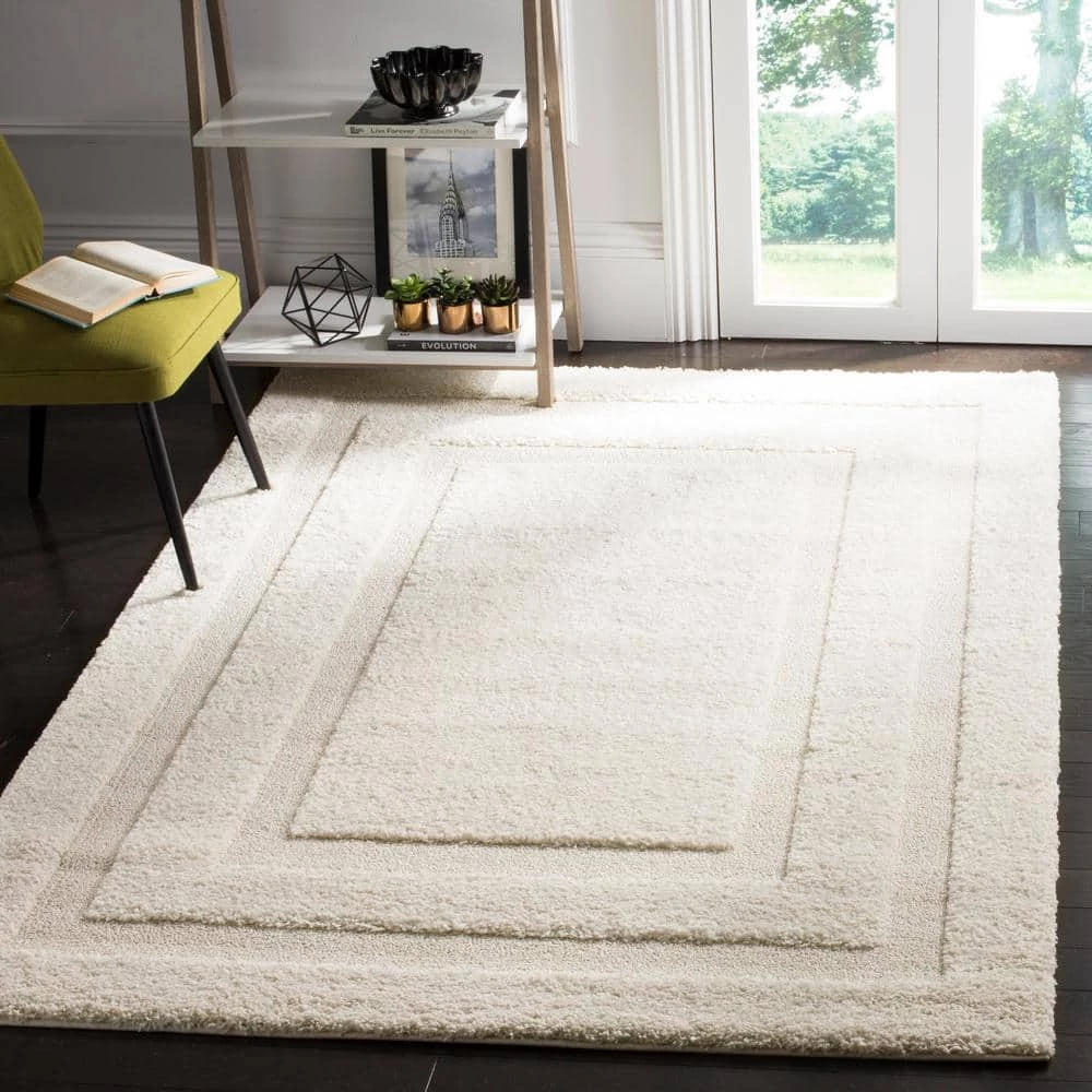 Florida Shag Cream 8 ft. x 10 ft. Border Area Rug by SAFAVIEH 2 Florida Shag Cream 8 ft. x 10 ft. Border Area Rug by SAFAVIEH - Image 2