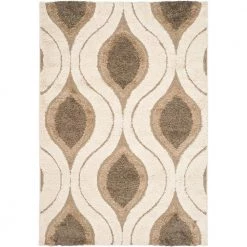 Florida Shag Cream/Smoke 8 ft. x 10 ft. Geometric Area Rug by SAFAVIEH