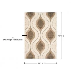 Florida Shag Cream/Smoke 8 ft. x 10 ft. Geometric Area Rug by SAFAVIEH -SAFAVIEH Shop cream smoke safavieh area rugs sg461 1179 8 76 1000