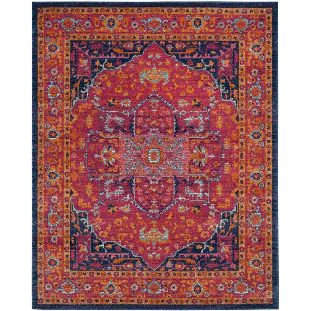 Evoke Fuchsia/Orange 12 ft. x 18 ft. Border Medallion Area Rug by SAFAVIEH 1 Evoke Fuchsia/Orange 12 ft. x 18 ft. Border Medallion Area Rug by SAFAVIEH