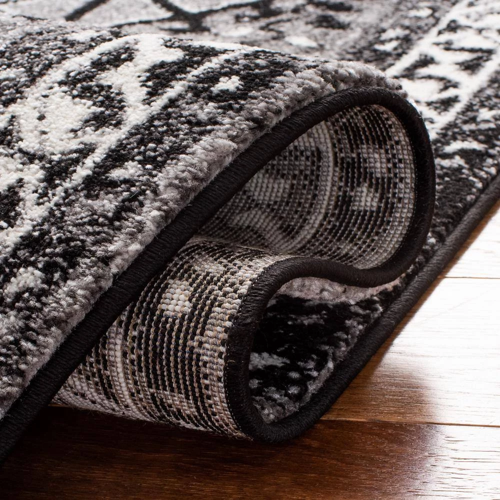 Vintage Hamadan Gray/Black 9 ft. x 12 ft. Border Geometric Area Rug by SAFAVIEH 4 Vintage Hamadan Gray/Black 9 ft. x 12 ft. Border Geometric Area Rug by SAFAVIEH - Image 4