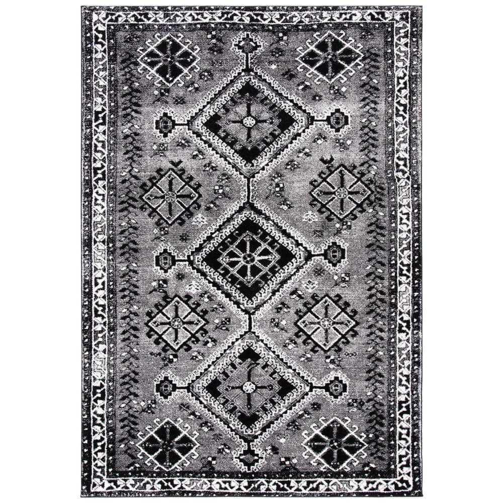 Vintage Hamadan Gray/Black 9 ft. x 12 ft. Border Geometric Area Rug by SAFAVIEH 1 Vintage Hamadan Gray/Black 9 ft. x 12 ft. Border Geometric Area Rug by SAFAVIEH