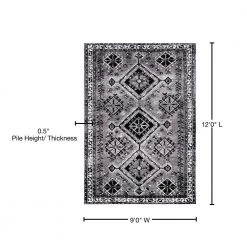 Vintage Hamadan Gray/Black 9 ft. x 12 ft. Border Geometric Area Rug by SAFAVIEH 14 Vintage Hamadan Gray/Black 9 ft. x 12 ft. Border Geometric Area Rug by SAFAVIEH -SAFAVIEH Shop gray black safavieh area rugs vth293f 9 76 1000