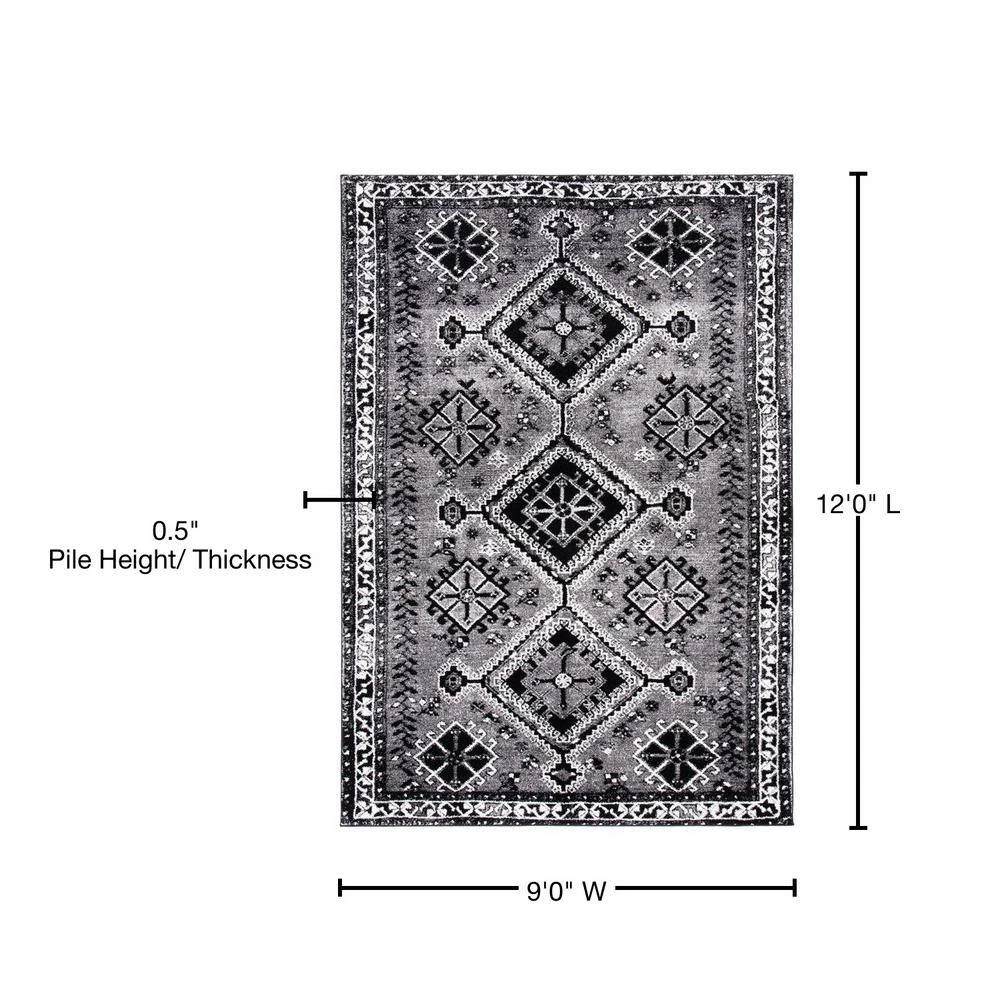 Vintage Hamadan Gray/Black 9 ft. x 12 ft. Border Geometric Area Rug by SAFAVIEH 7 Vintage Hamadan Gray/Black 9 ft. x 12 ft. Border Geometric Area Rug by SAFAVIEH - Image 7