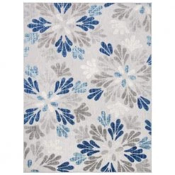 Cabana Gray/Blue 8 ft. x 10 ft. Geometric Floral Indoor/Outdoor Area Rug by SAFAVIEH