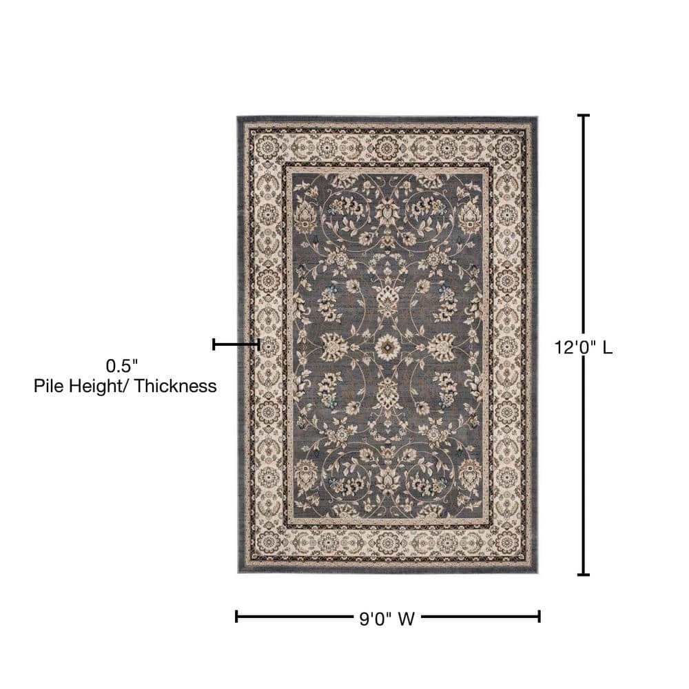 Lyndhurst Gray/Cream 9 ft. x 12 ft. Antique Speckled Floral Area Rug by SAFAVIEH 5 Lyndhurst Gray/Cream 9 ft. x 12 ft. Antique Speckled Floral Area Rug by SAFAVIEH - Image 5