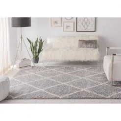 Parma Shag Gray/Cream 8 ft. x 10 ft. Geometric Area Rug by SAFAVIEH 19 Parma Shag Gray/Cream 8 ft. x 10 ft. Geometric Area Rug by SAFAVIEH -SAFAVIEH Shop gray cream safavieh area rugs pma515g 8 31 1000