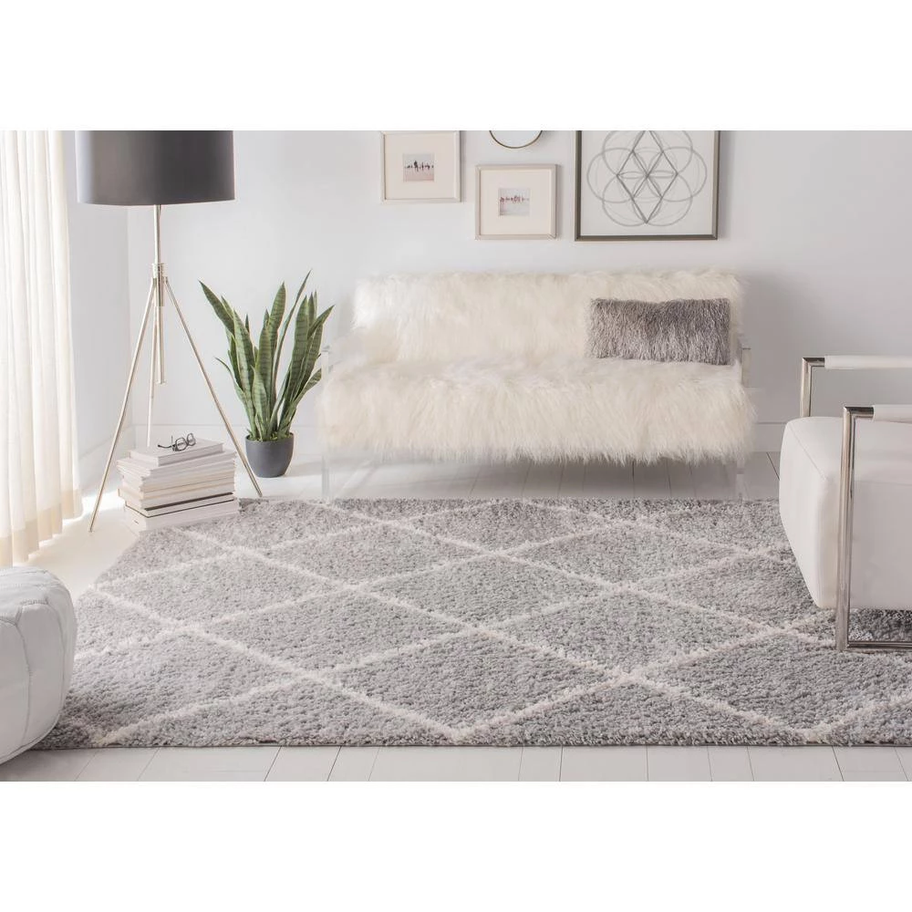Parma Shag Gray/Cream 8 ft. x 10 ft. Geometric Area Rug by SAFAVIEH 10 Parma Shag Gray/Cream 8 ft. x 10 ft. Geometric Area Rug by SAFAVIEH - Image 10