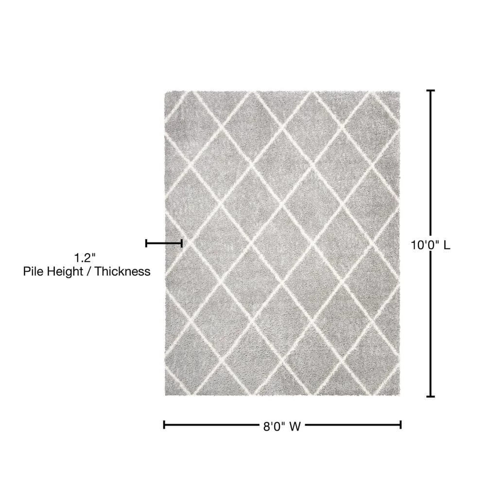 Parma Shag Gray/Cream 8 ft. x 10 ft. Geometric Area Rug by SAFAVIEH 8 Parma Shag Gray/Cream 8 ft. x 10 ft. Geometric Area Rug by SAFAVIEH - Image 8