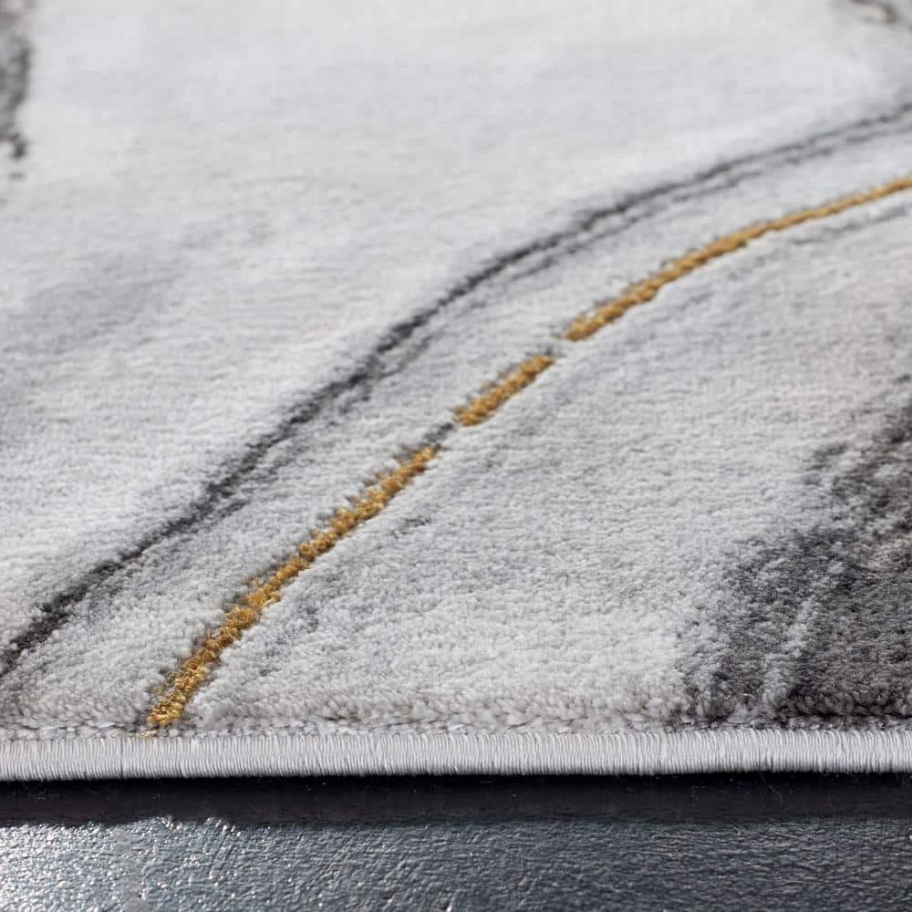 Craft Gray/Gold 9 ft. x 12 ft. Marbled Abstract Area Rug by SAFAVIEH 4 Craft Gray/Gold 9 ft. x 12 ft. Marbled Abstract Area Rug by SAFAVIEH - Image 4